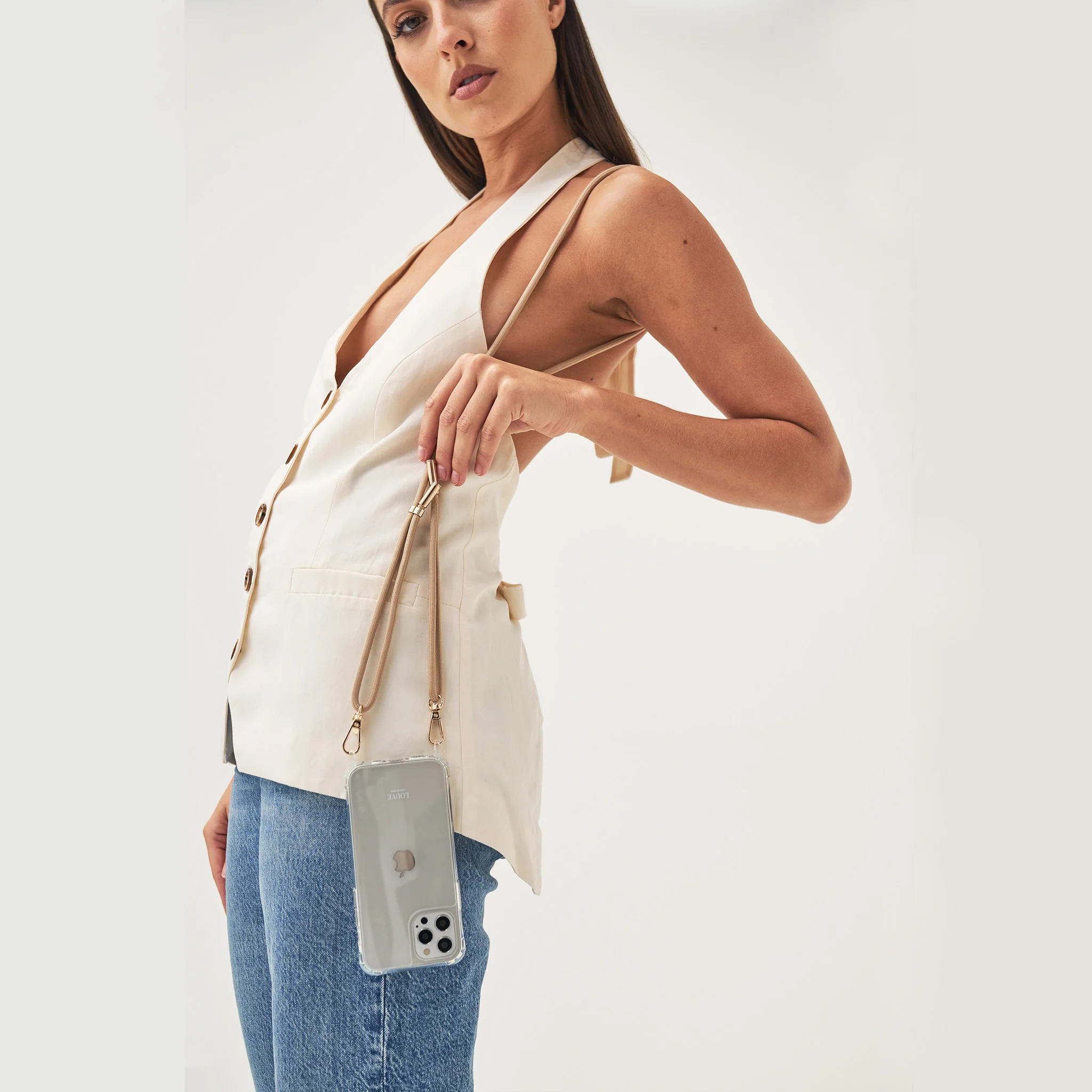 Bisque Beige Crossbody Phone Strap - Image 5