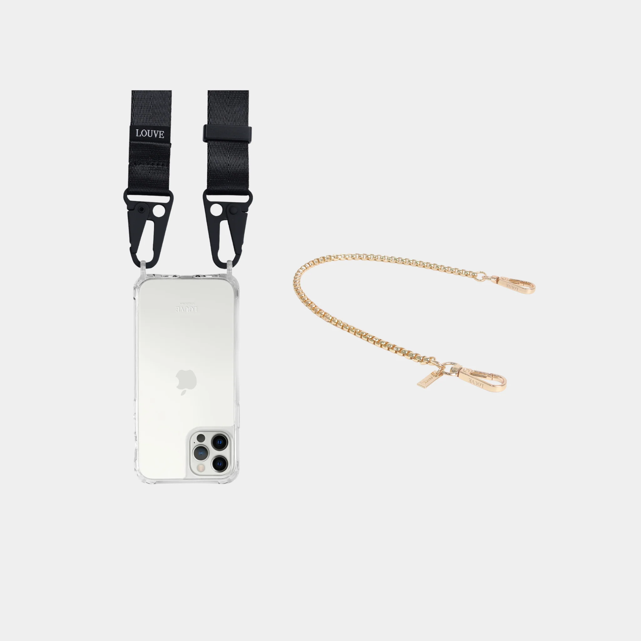 Clear Phone Case + Gold-Plated Wristlet + Black Crossbody Lanyard - Image 10