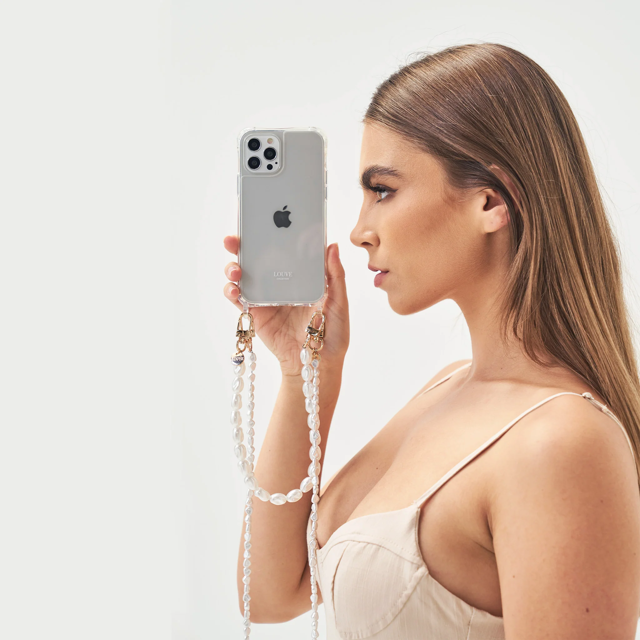 Clear Phone Case + Pearl Wristlet & Crossbody Chain - Image 6