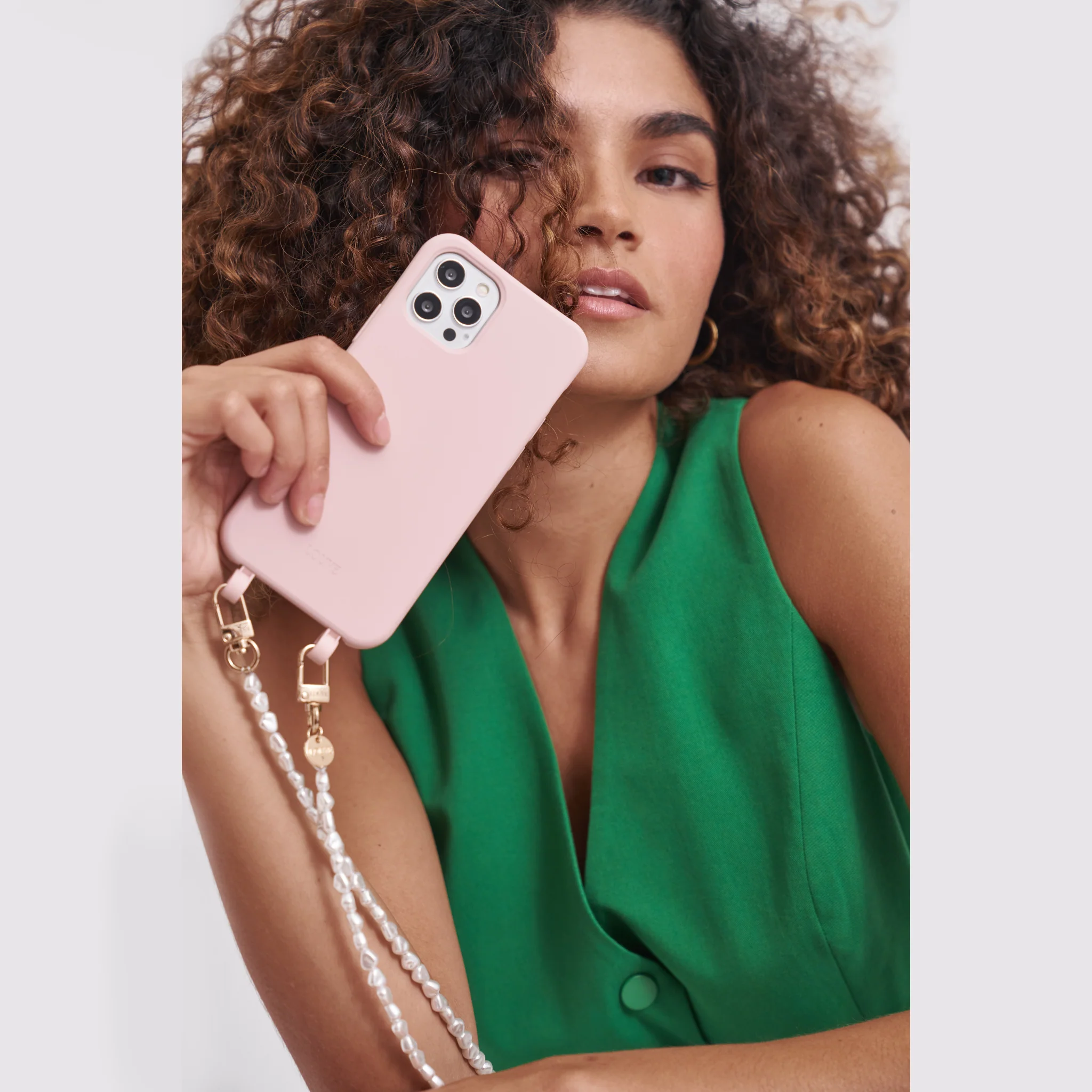 Dusty Pink Phone Case + Pearl Chain - Image 9