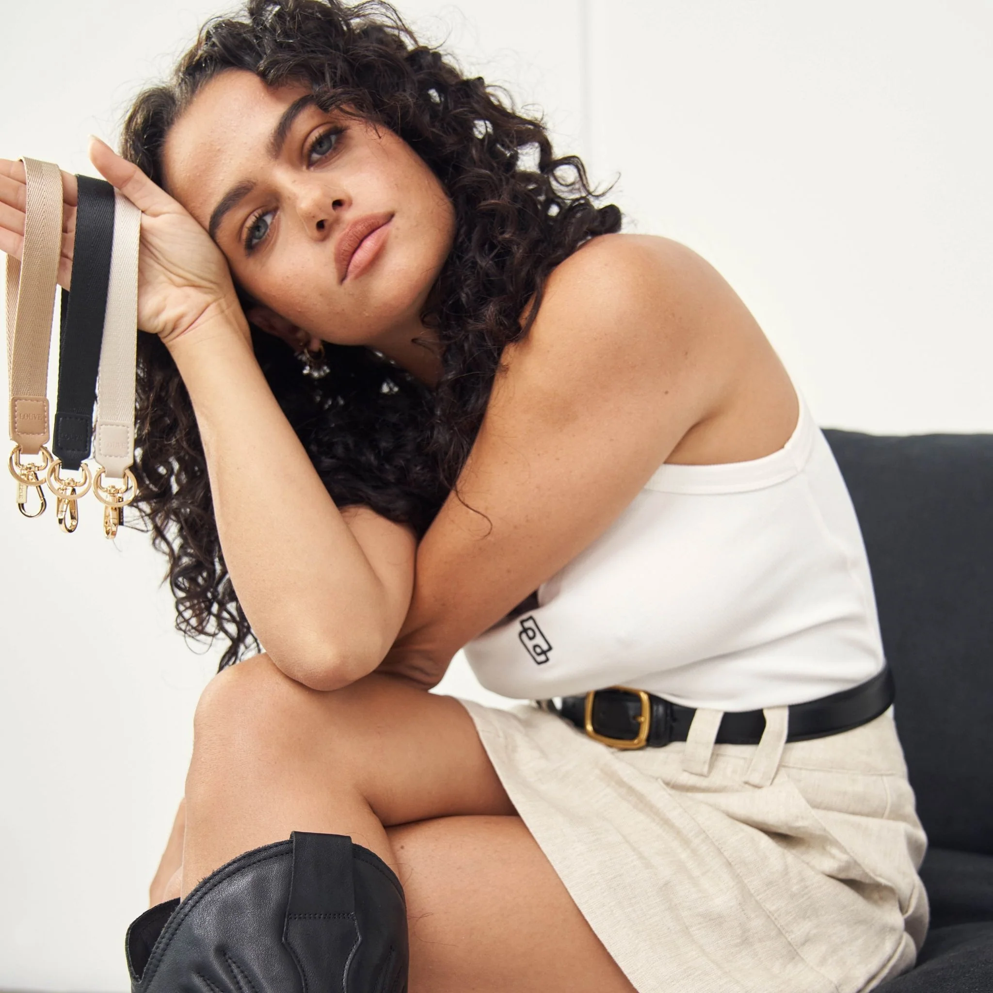 Key Chain | Beige Leather & Nylon - Image 9